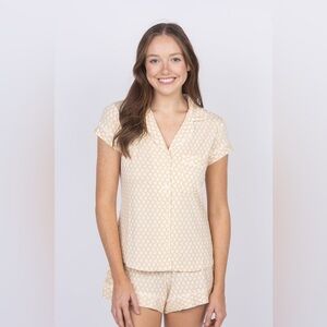Eberjey Gisele Printed Tencel Short PJs Set in Retro Geo Oat - S
